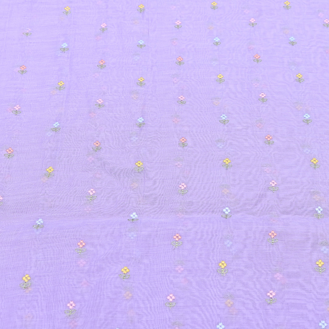Pastel Lavender Color Mul Chanderi Thread Buti Embroidery Fabric- Chanderi Buti MF5610-4