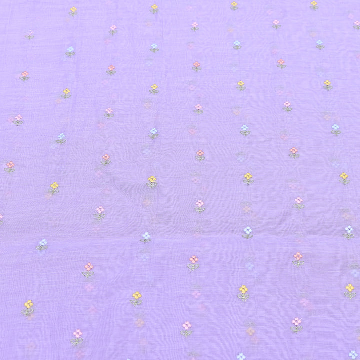 Pastel Lavender Color Mul Chanderi Thread Buti Embroidery Fabric- Chanderi Buti MF5610-4