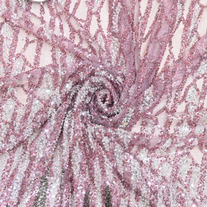 Imported Heavy Sequin & Bead Embroidery Fabric-MBL940-A
