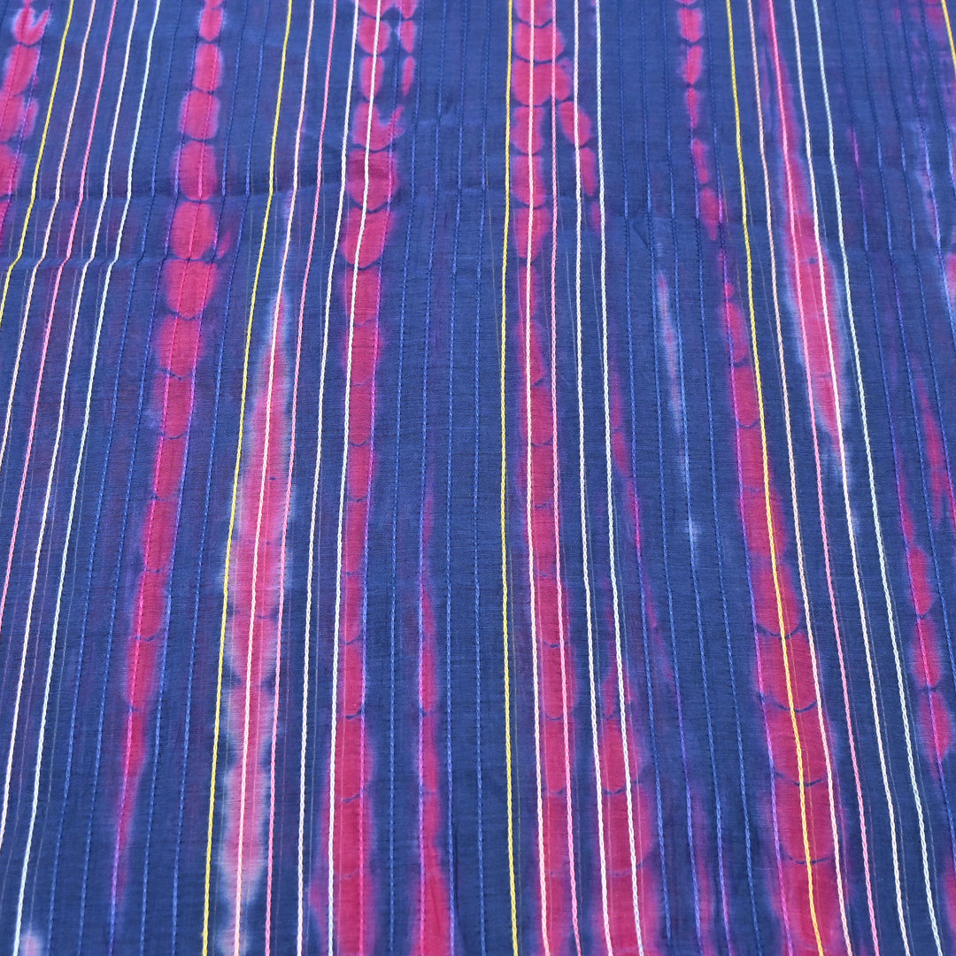 Tie & Dye Mul Chanderi Fabric with Thread Stripe Work – Lightweight Summer Designer Fabric MF05605-6