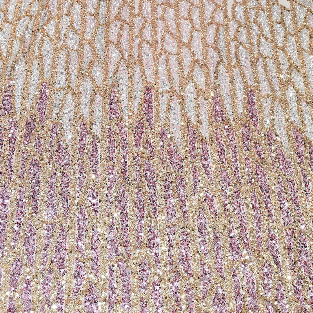 Imported Heavy Sequin & Bead Embroidery Fabric-MBL940-B