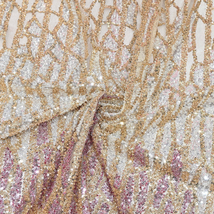 Imported Heavy Sequin & Bead Embroidery Fabric-MBL940-B