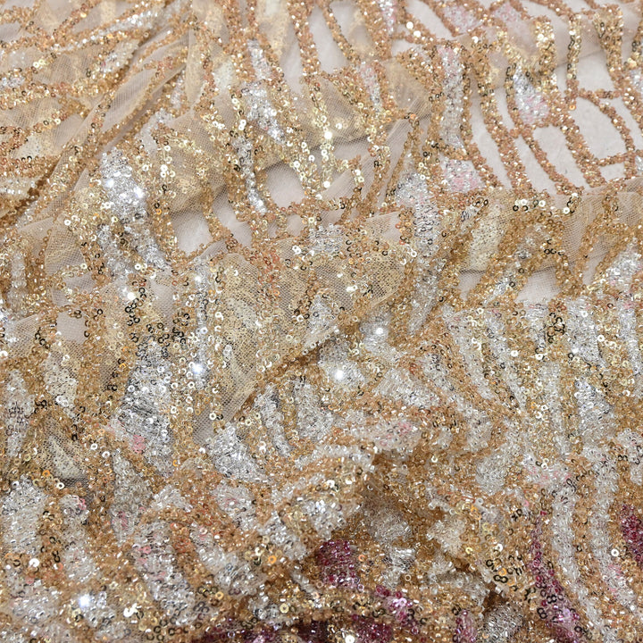 Imported Heavy Sequin & Bead Embroidery Fabric-MBL940-B