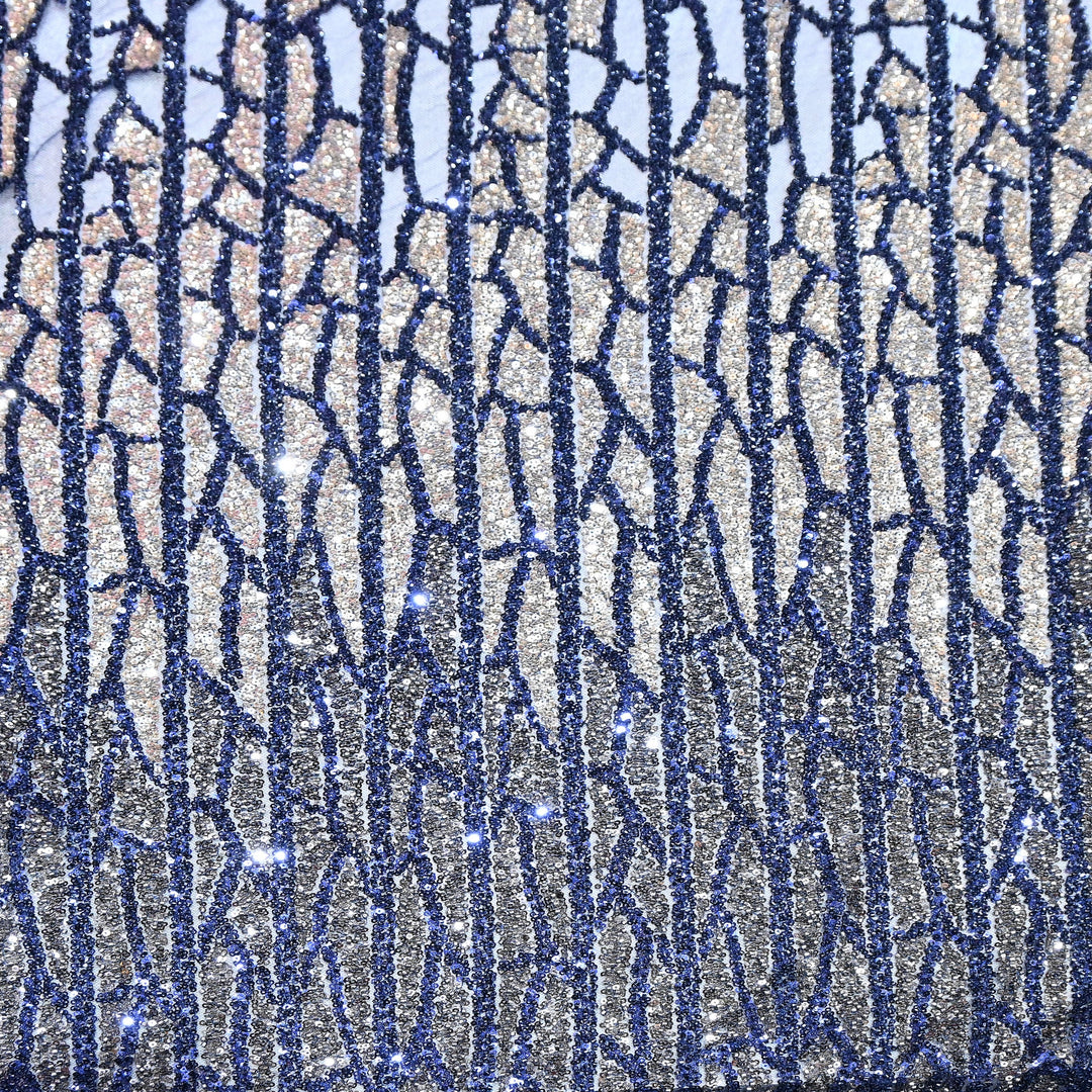 Imported Heavy Sequin & Bead Embroidery Fabric-MBL940-C