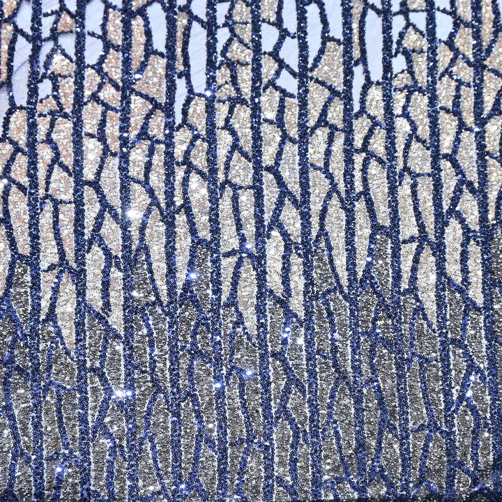 Imported Heavy Sequin & Bead Embroidery Fabric-MBL940-C