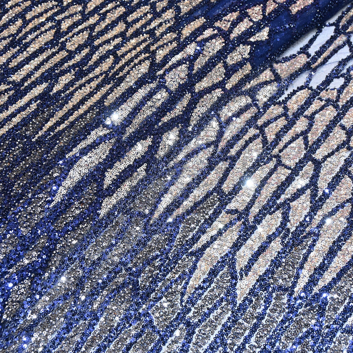 Imported Heavy Sequin & Bead Embroidery Fabric-MBL940-C