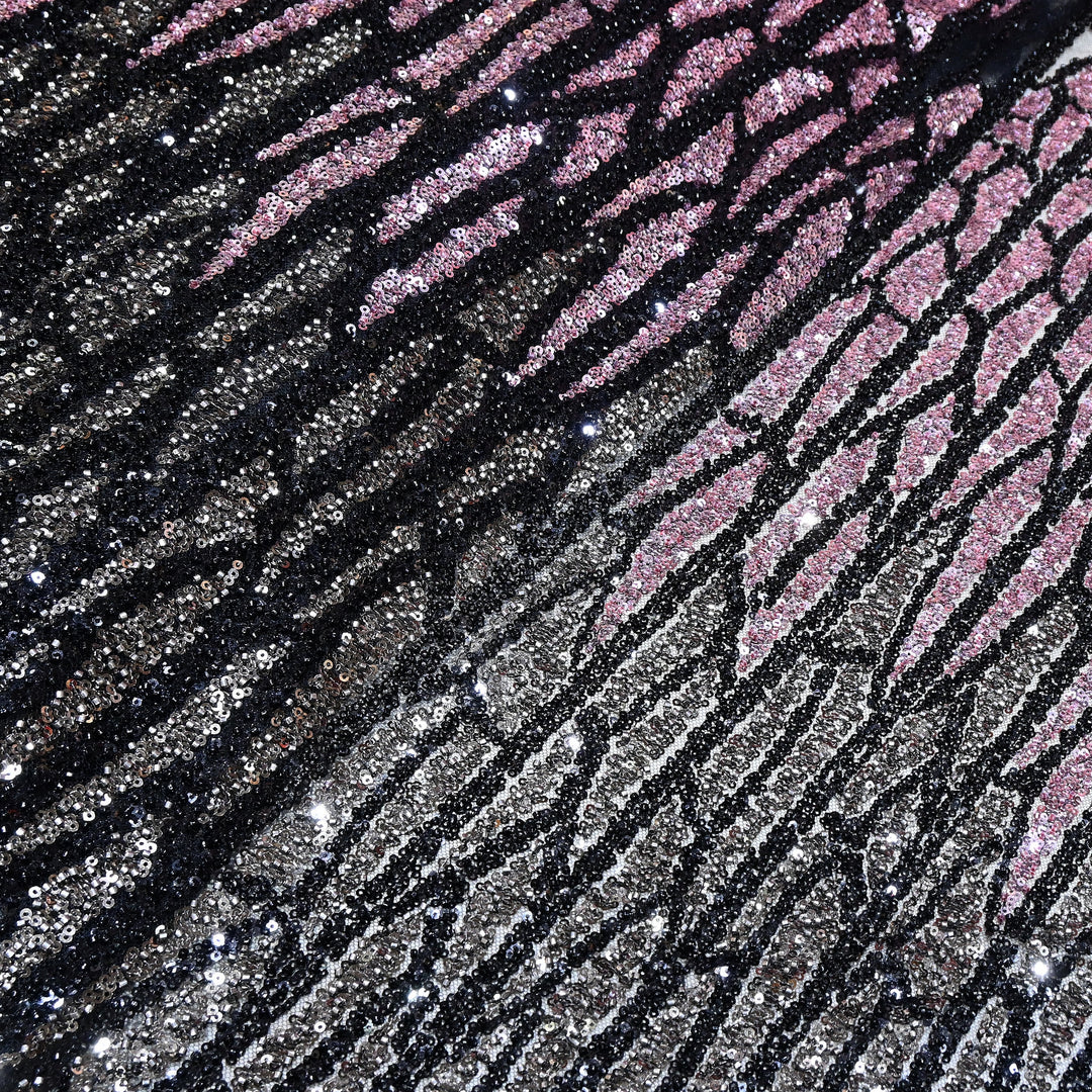 Imported Heavy Sequin & Bead Embroidery Fabric-MBL940-D