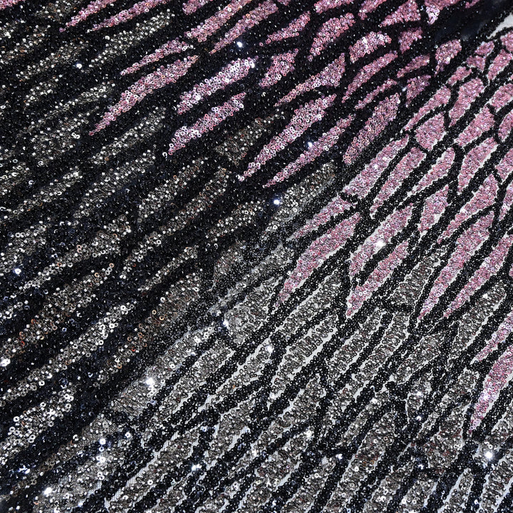 Imported Heavy Sequin & Bead Embroidery Fabric-MBL940-D