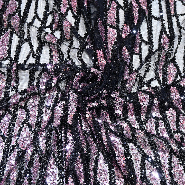 Imported Heavy Sequin & Bead Embroidery Fabric-MBL940-D