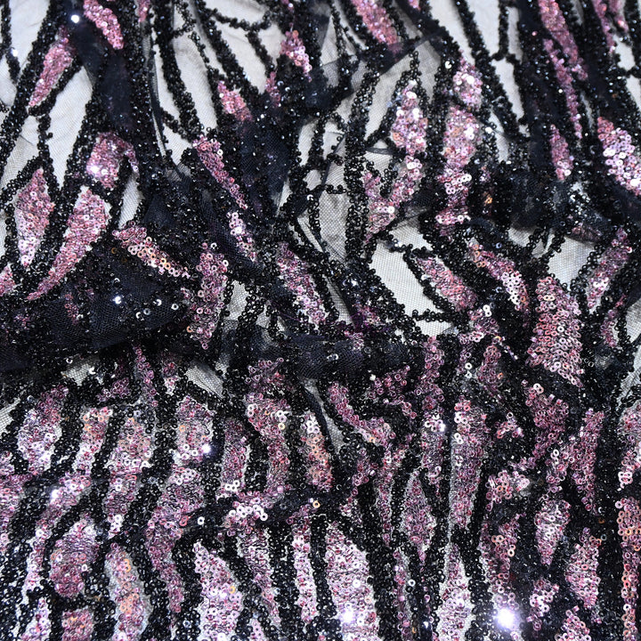 Imported Heavy Sequin & Bead Embroidery Fabric-MBL940-D