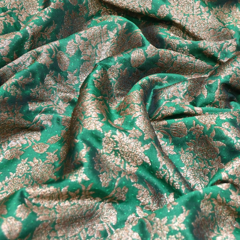 Premium Katan Meena Zari Booti Brocade Fabric | Designer Ethnic Wear Material | H00425-2
