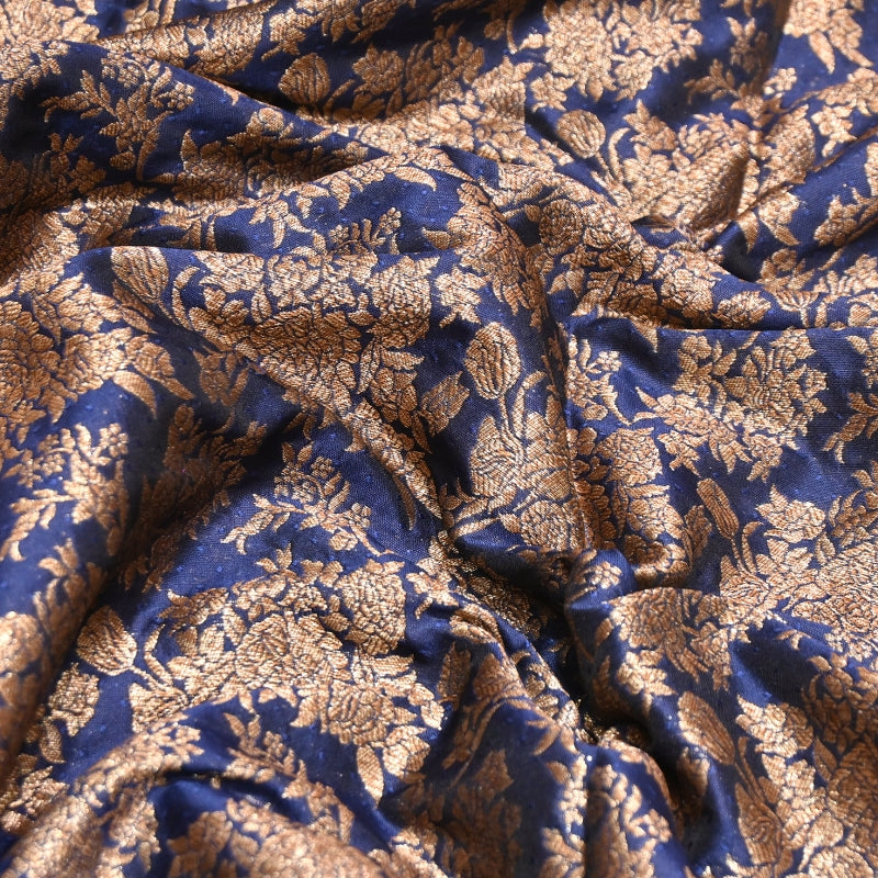 Premium Katan Meena Zari Booti Brocade Fabric | Designer Ethnic Wear Material | H00425-3