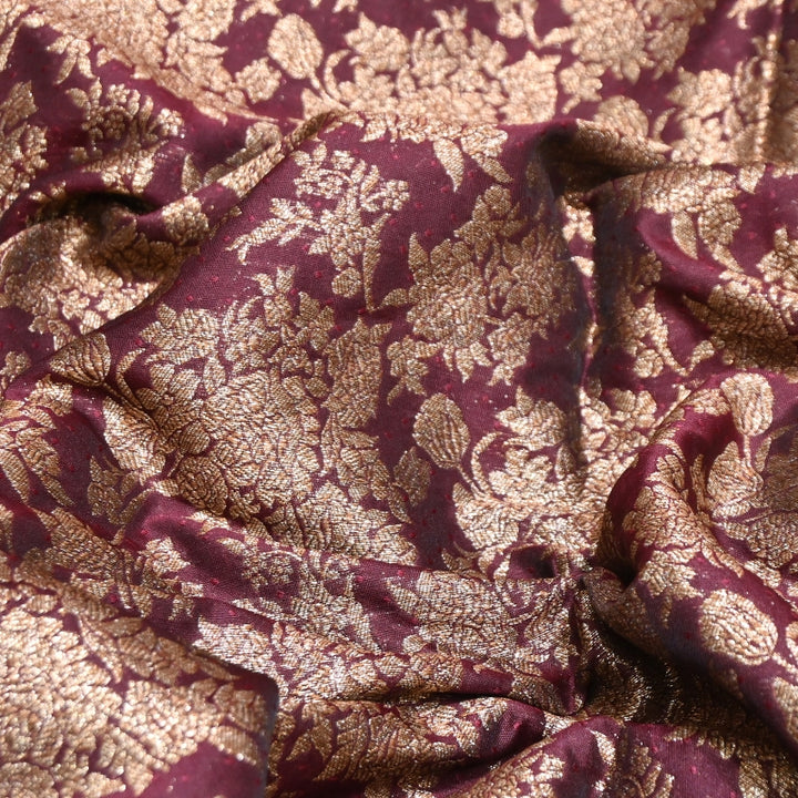 Premium Katan Meena Zari Booti Brocade Fabric | Designer Ethnic Wear Material | H00425-4