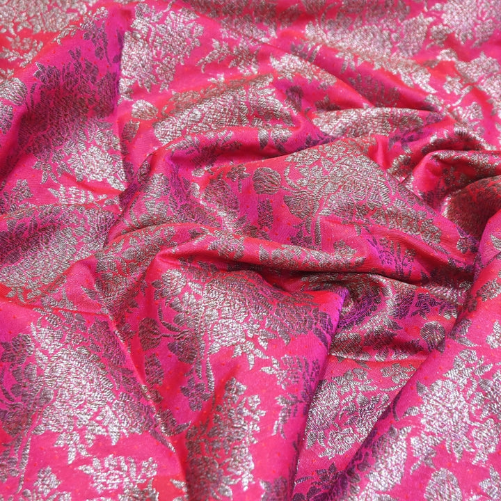 Premium Katan Meena Zari Booti Brocade Fabric | Designer Ethnic Wear Material | H00425-5