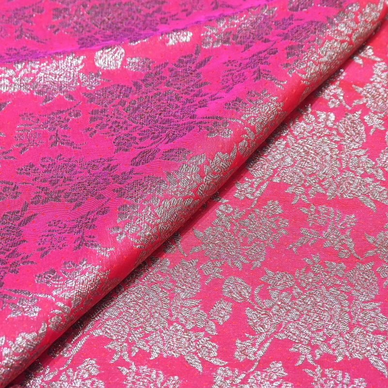 Premium Katan Meena Zari Booti Brocade Fabric | Designer Ethnic Wear Material | H00425-5