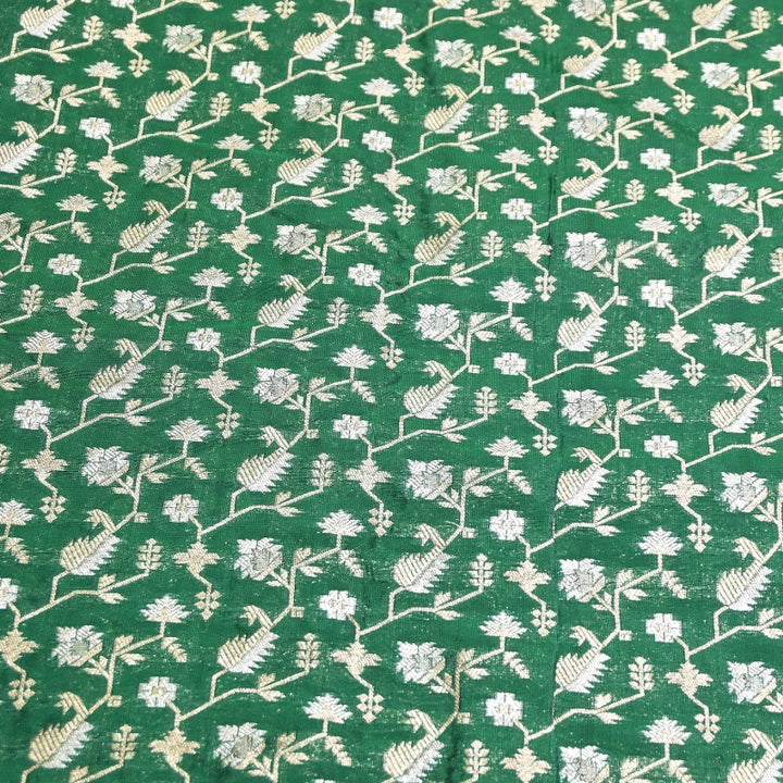 Premium Silk Alfi Zari Brocade Floral Jaal Fabric | Designer Ethnic Wear Material | AS1856-3