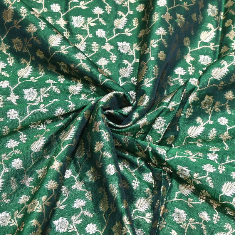 Premium Silk Alfi Zari Brocade Floral Jaal Fabric | Designer Ethnic Wear Material | AS1856-3