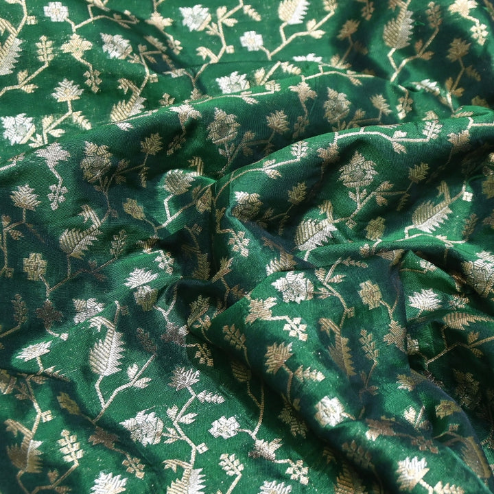 Premium Silk Alfi Zari Brocade Floral Jaal Fabric | Designer Ethnic Wear Material | AS1856-3
