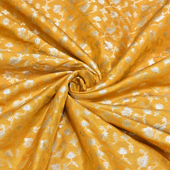 Premium Silk Alfi Zari Brocade Floral Jaal Fabric | Designer Ethnic Wear Material | AS1856-4