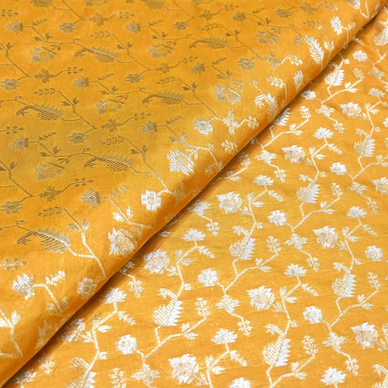 Premium Silk Alfi Zari Brocade Floral Jaal Fabric | Designer Ethnic Wear Material | AS1856-4