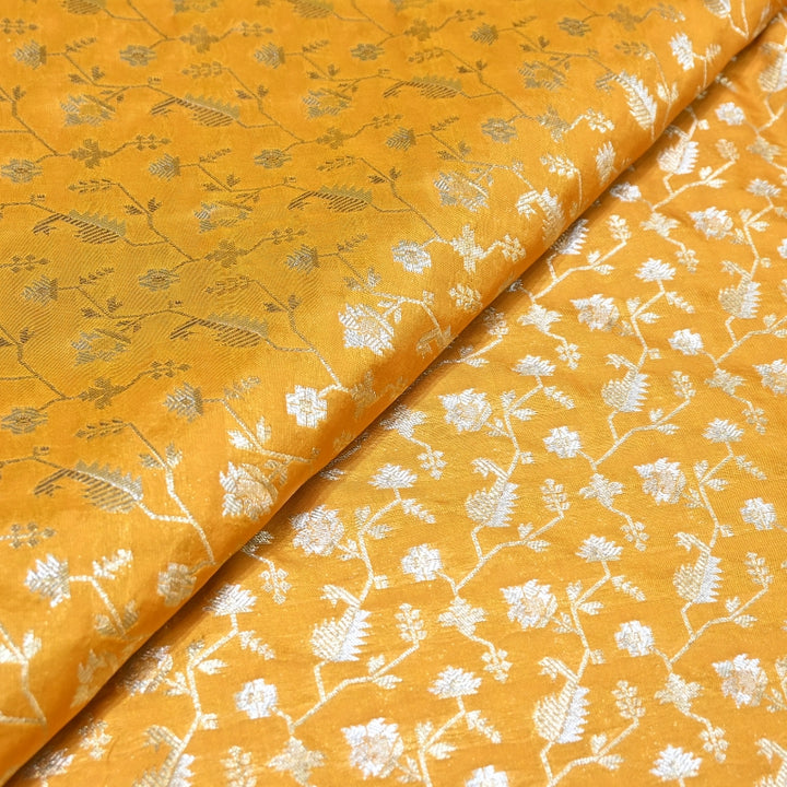 Premium Silk Alfi Zari Brocade Floral Jaal Fabric | Designer Ethnic Wear Material | AS1856-4