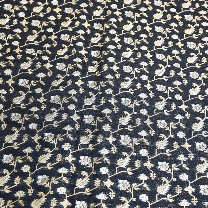Premium Silk Alfi Zari Brocade Floral Jaal Fabric | Designer Ethnic Wear Material | AS1856-5