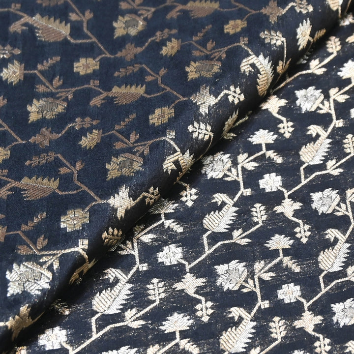 Premium Silk Alfi Zari Brocade Floral Jaal Fabric | Designer Ethnic Wear Material | AS1856-5