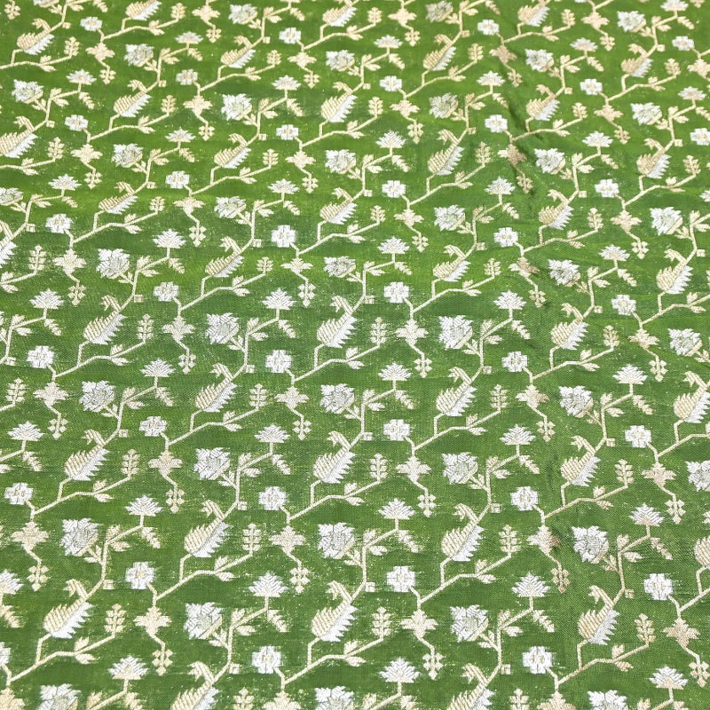 Premium Silk Alfi Zari Brocade Floral Jaal Fabric | Designer Ethnic Wear Material | AS1856-6