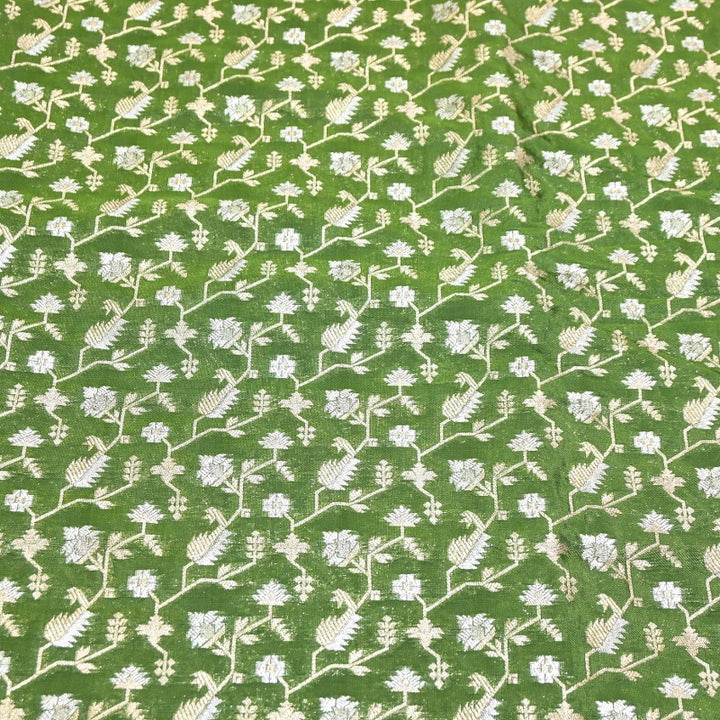 Premium Silk Alfi Zari Brocade Floral Jaal Fabric | Designer Ethnic Wear Material | AS1856-6
