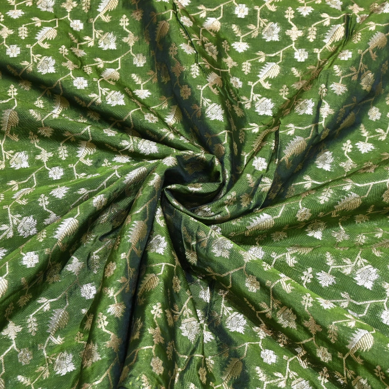 Premium Silk Alfi Zari Brocade Floral Jaal Fabric | Designer Ethnic Wear Material | AS1856-6