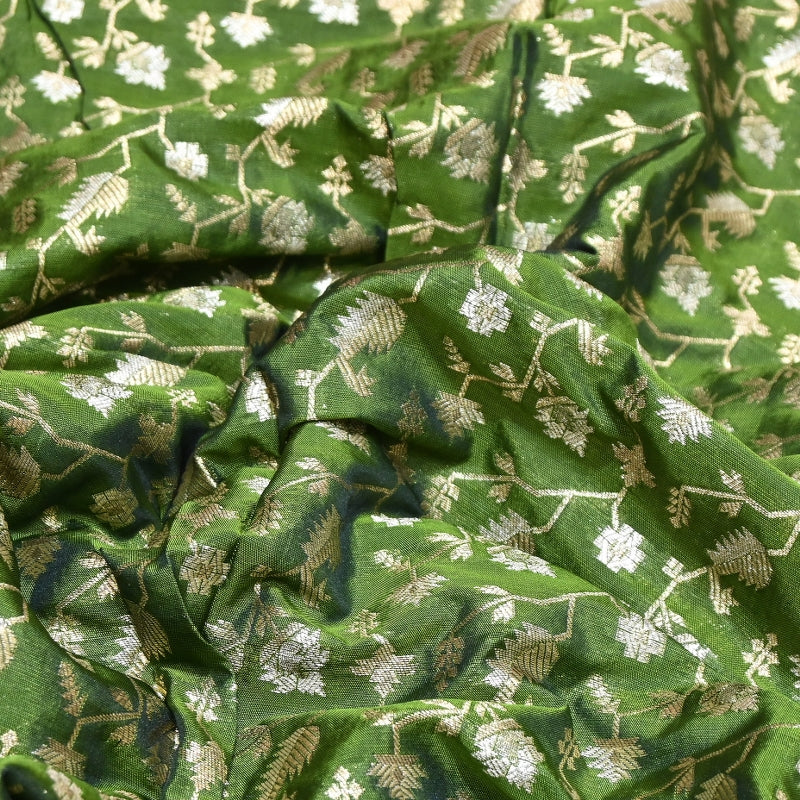 Premium Silk Alfi Zari Brocade Floral Jaal Fabric | Designer Ethnic Wear Material | AS1856-6
