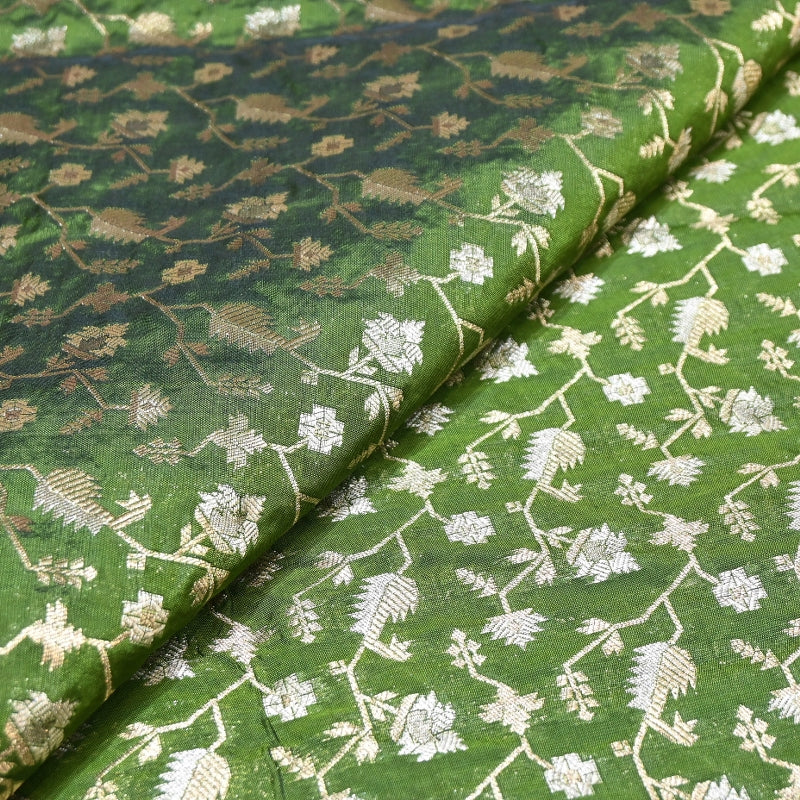 Premium Silk Alfi Zari Brocade Floral Jaal Fabric | Designer Ethnic Wear Material | AS1856-6