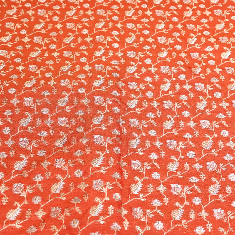 Premium Silk Alfi Zari Brocade Floral Jaal Fabric | Designer Ethnic Wear Material | AS1856-7