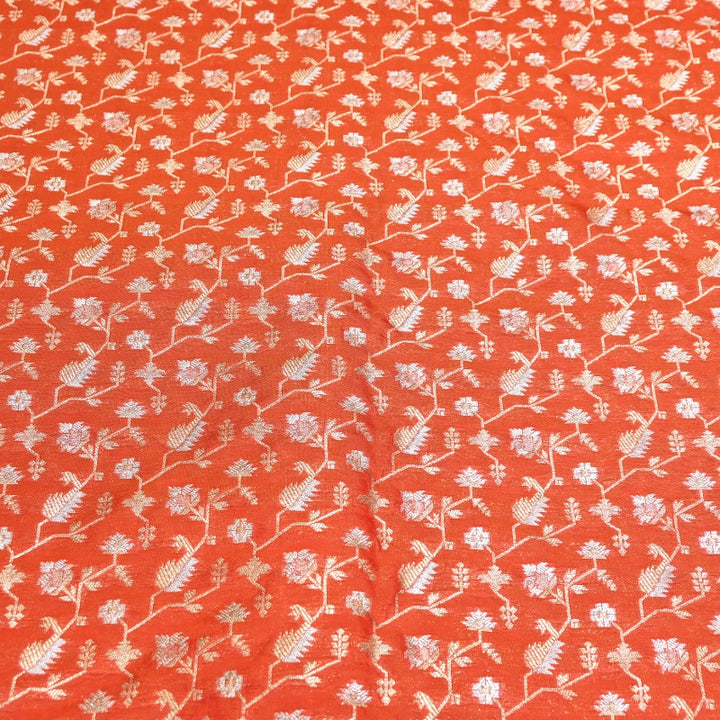 Premium Silk Alfi Zari Brocade Floral Jaal Fabric | Designer Ethnic Wear Material | AS1856-7