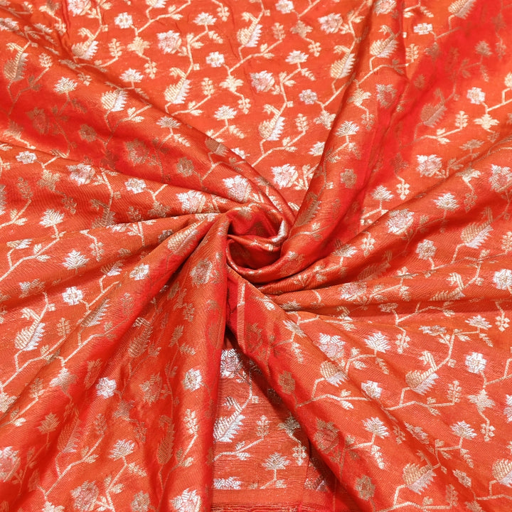 Premium Silk Alfi Zari Brocade Floral Jaal Fabric | Designer Ethnic Wear Material | AS1856-7