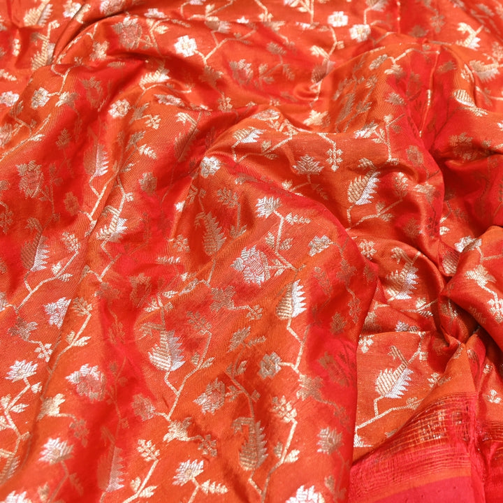 Premium Silk Alfi Zari Brocade Floral Jaal Fabric | Designer Ethnic Wear Material | AS1856-7