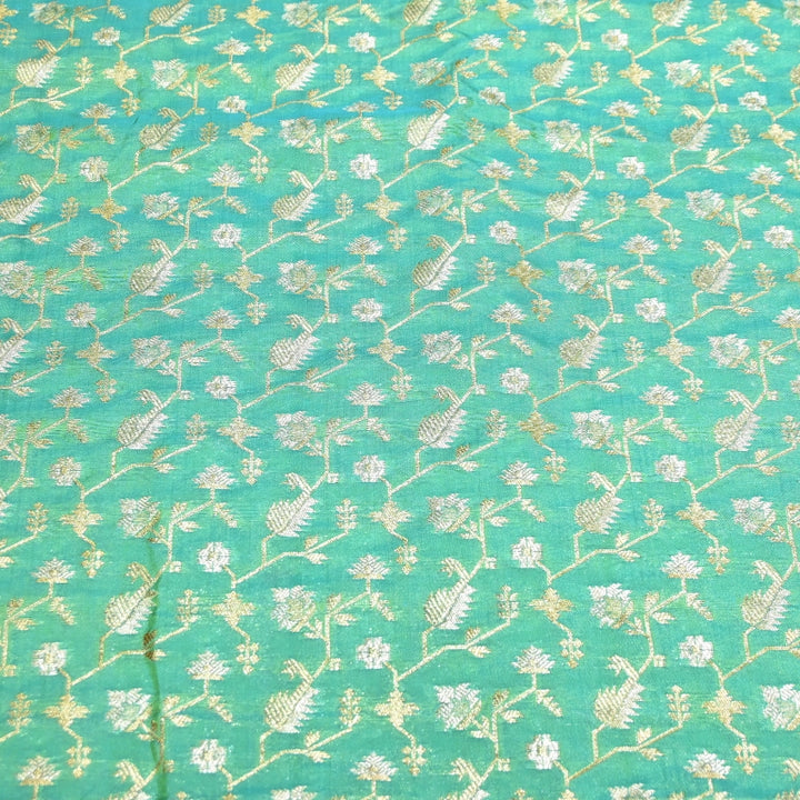 Premium Silk Alfi Zari Brocade Floral Jaal Fabric | Designer Ethnic Wear Material | AS1856-12