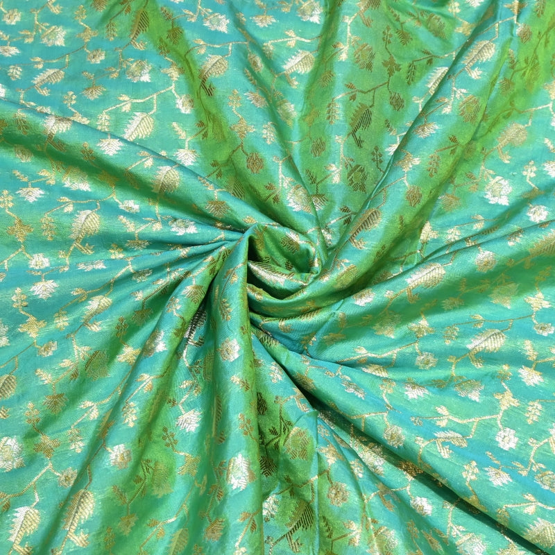 Premium Silk Alfi Zari Brocade Floral Jaal Fabric | Designer Ethnic Wear Material | AS1856-12