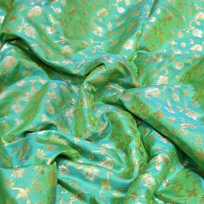Premium Silk Alfi Zari Brocade Floral Jaal Fabric | Designer Ethnic Wear Material | AS1856-12