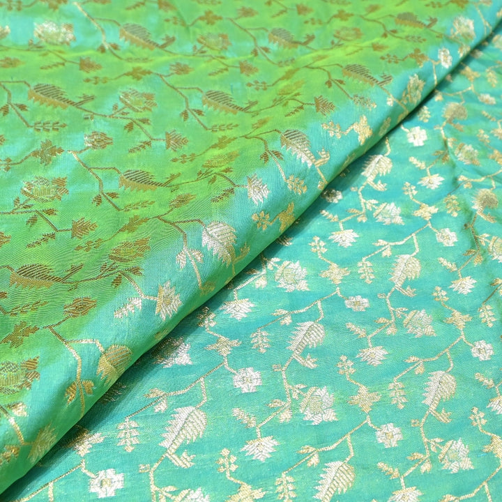Premium Silk Alfi Zari Brocade Floral Jaal Fabric | Designer Ethnic Wear Material | AS1856-12