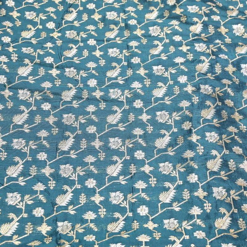 Premium Silk Alfi Zari Brocade Floral Jaal Fabric | Designer Ethnic Wear Material | AS1856-13