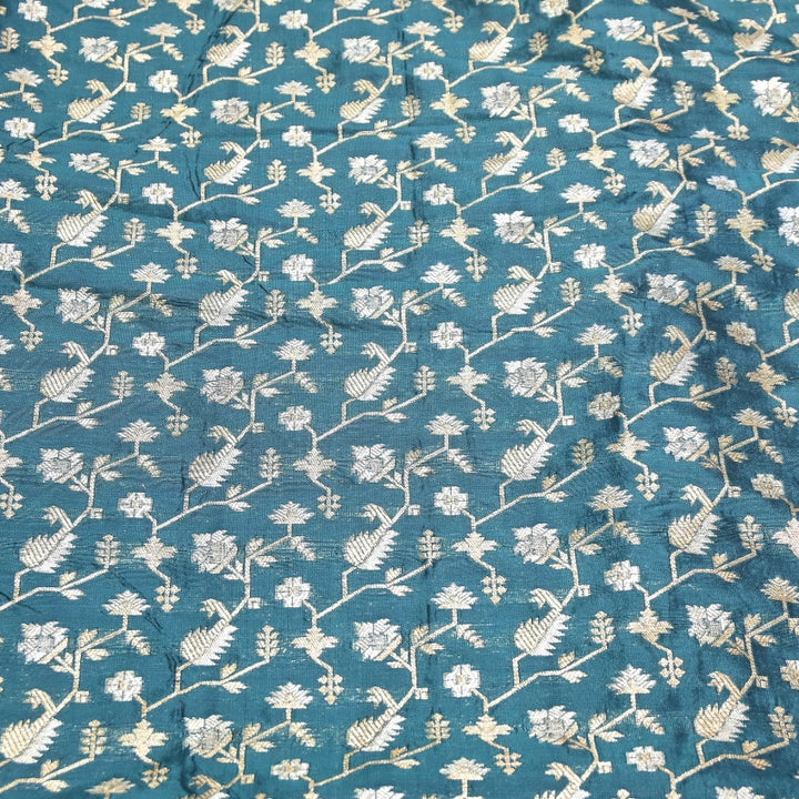 Premium Silk Alfi Zari Brocade Floral Jaal Fabric | Designer Ethnic Wear Material | AS1856-13