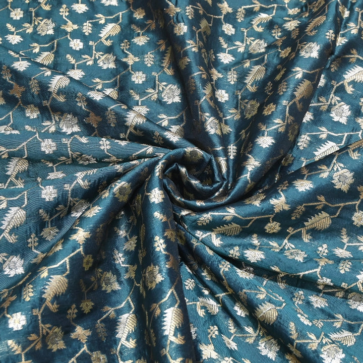 Premium Silk Alfi Zari Brocade Floral Jaal Fabric | Designer Ethnic Wear Material | AS1856-13