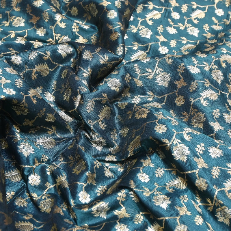 Premium Silk Alfi Zari Brocade Floral Jaal Fabric | Designer Ethnic Wear Material | AS1856-13