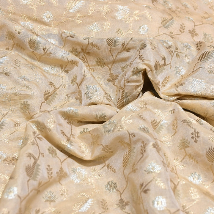 Premium Silk Alfi Zari Brocade Floral Jaal Fabric | Designer Ethnic Wear Material | AS1856-11