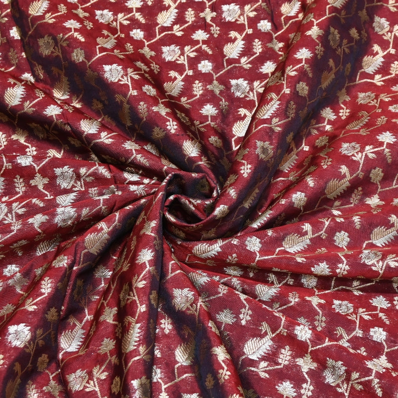 Premium Silk Alfi Zari Brocade Floral Jaal Fabric | Designer Ethnic Wear Material | AS1856-10