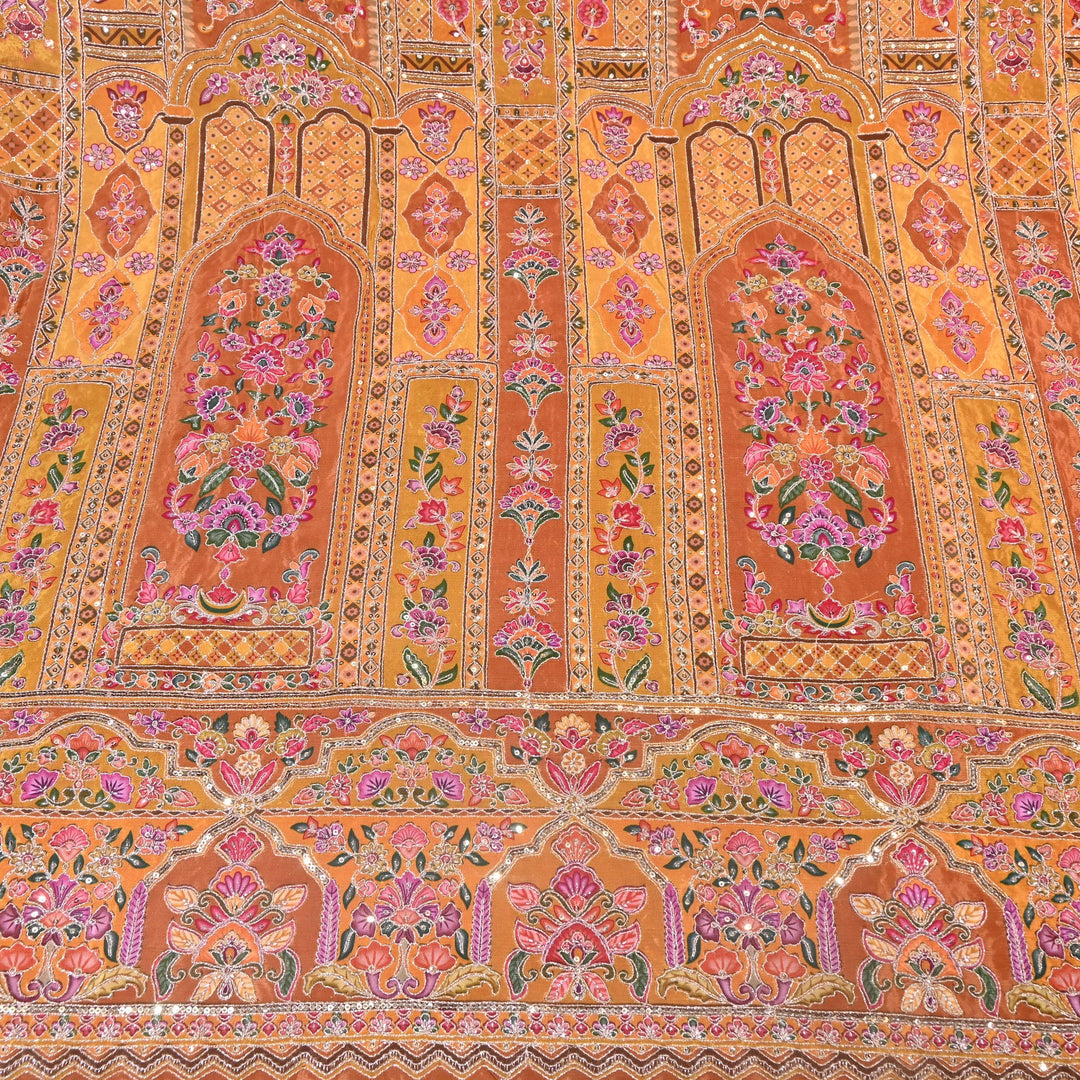 Multi Color Position Print Zari & Sequins Embroidery Fabric – Premium Designer Fabric-KF2672-7