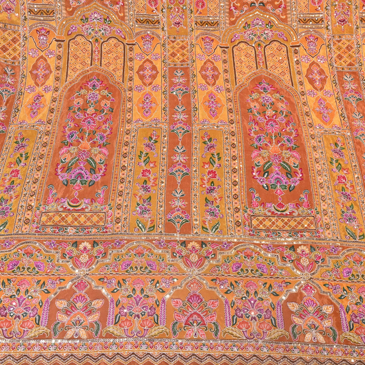 Multi Color Position Print Zari & Sequins Embroidery Fabric – Premium Designer Fabric-KF2672-7