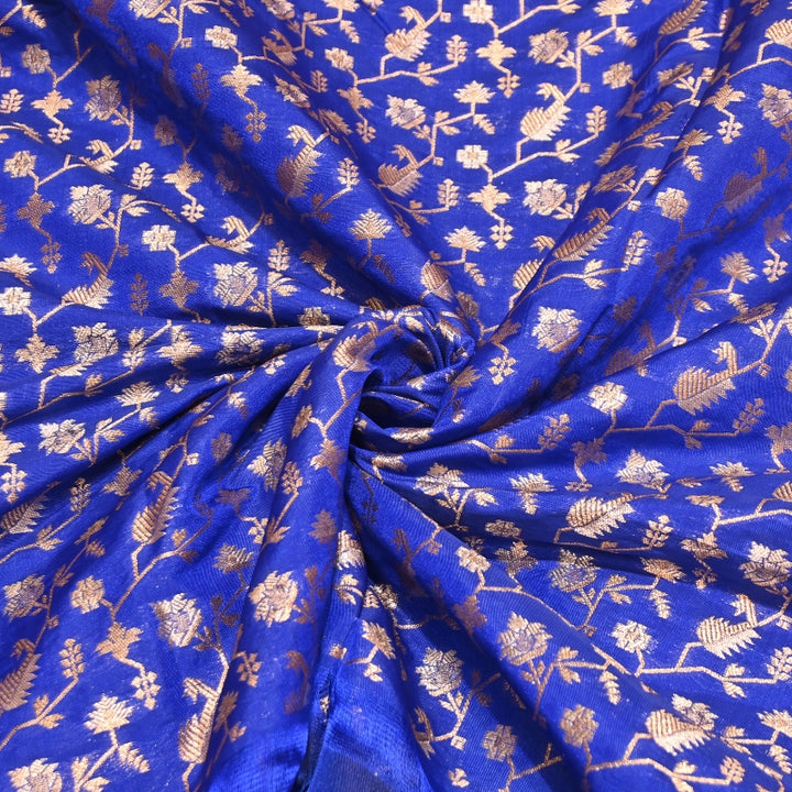 Premium Silk Alfi Zari Brocade Floral Jaal Fabric | Designer Ethnic Wear Material | AS1856-9