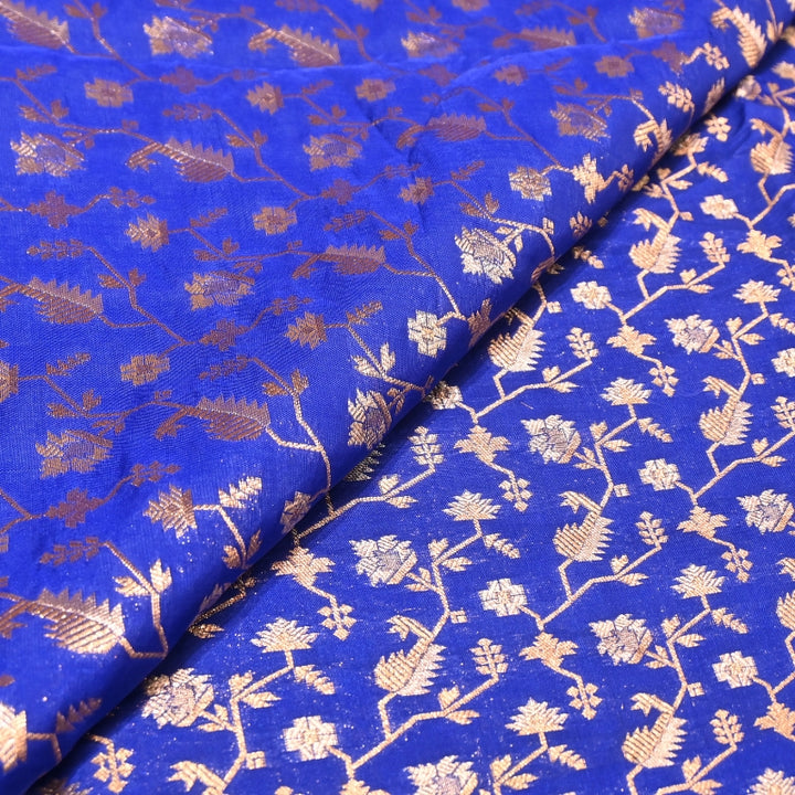 Premium Silk Alfi Zari Brocade Floral Jaal Fabric | Designer Ethnic Wear Material | AS1856-9